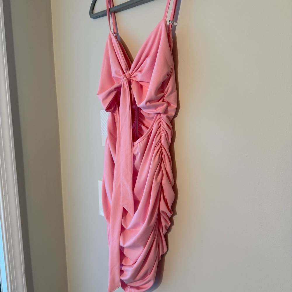 Amazon Pink Bodycon Cut Out Ruched Mini Dress - Picture 4 of 6